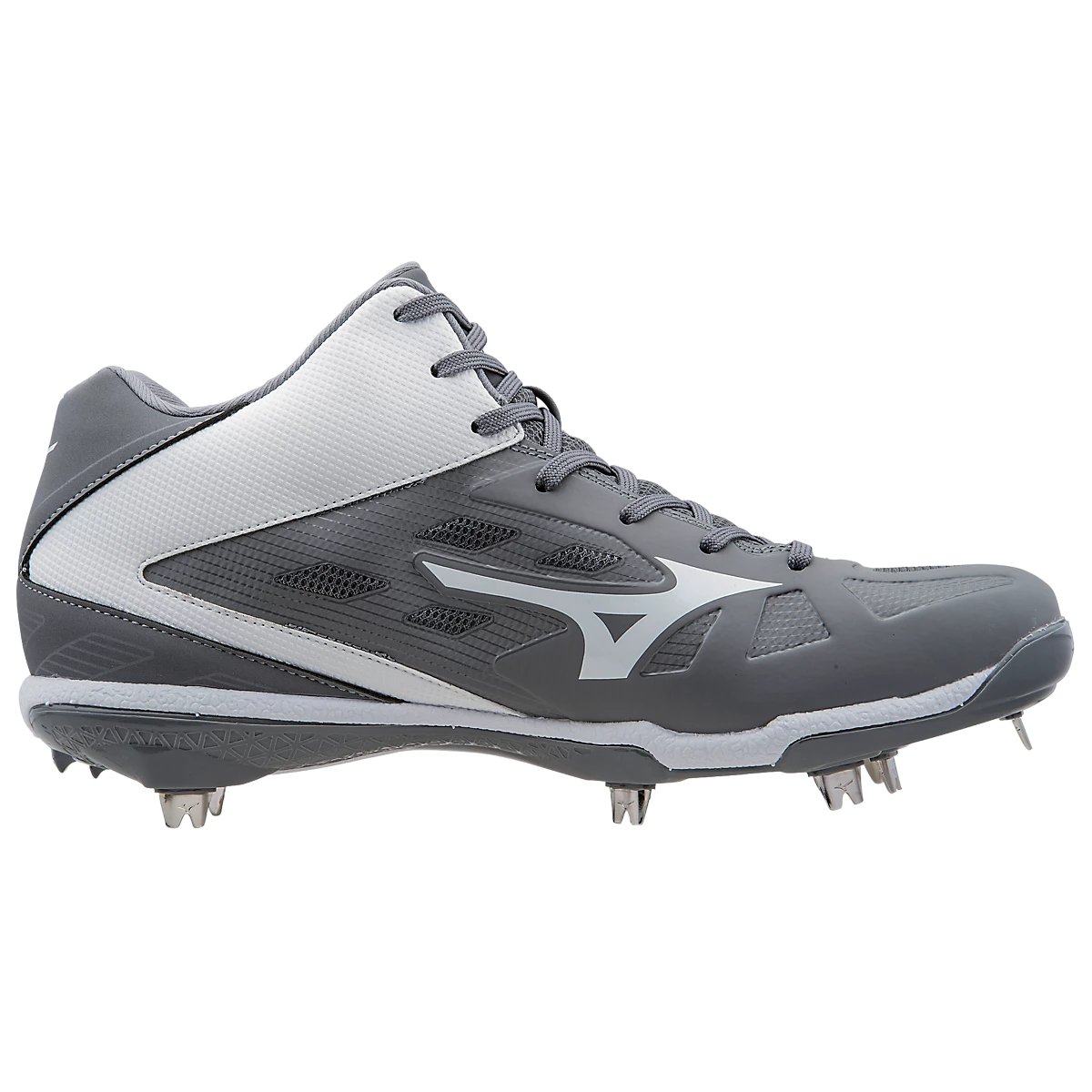 Mizuno Heist IQ Mid Cleats - Gray White - Image 2
