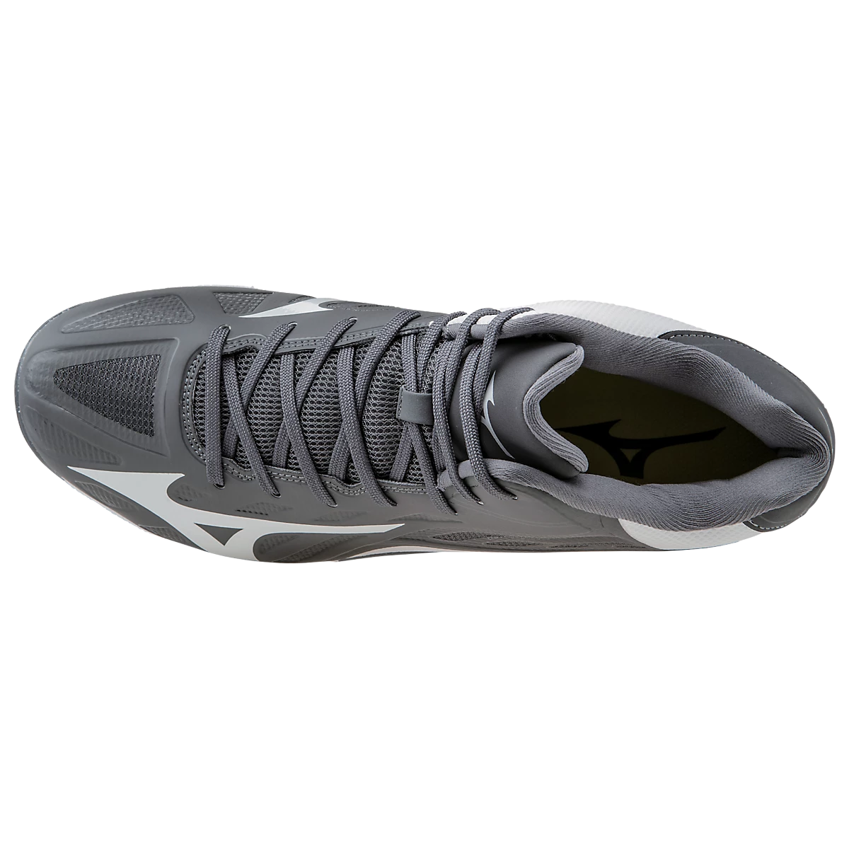 Mizuno Heist IQ Mid Cleats - Gray White - Image 4