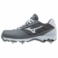 Mizuno 9-Spike Women's Advanced Sweep 4 Low Metal Cleats - Gray White