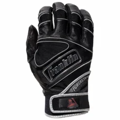 Franklin Chrome Powerstrap Adult Batting Gloves - Black