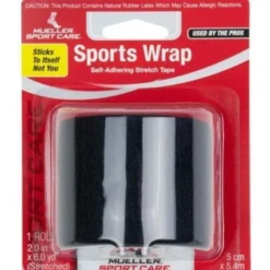 Mueller Sports Wrap Self-Adhering Stretch Tape (2" X 6 Yds) - Black
