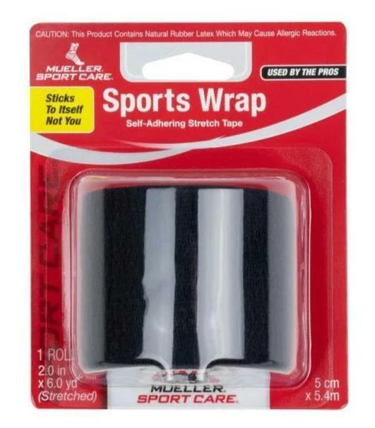 Mueller Sports Wrap Self-Adhering Stretch Tape (2" X 6 Yds) - Black