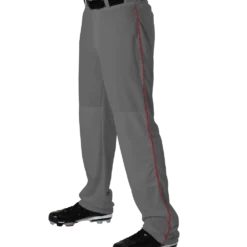 Alleson 605WLBY Youth Baseball Pant With Braid - Charcoal Scarlet