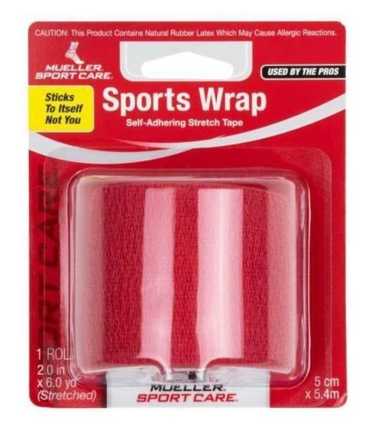Mueller Sports Wrap Self-Adhering Stretch Tape (2" X 6 Yds) - Red