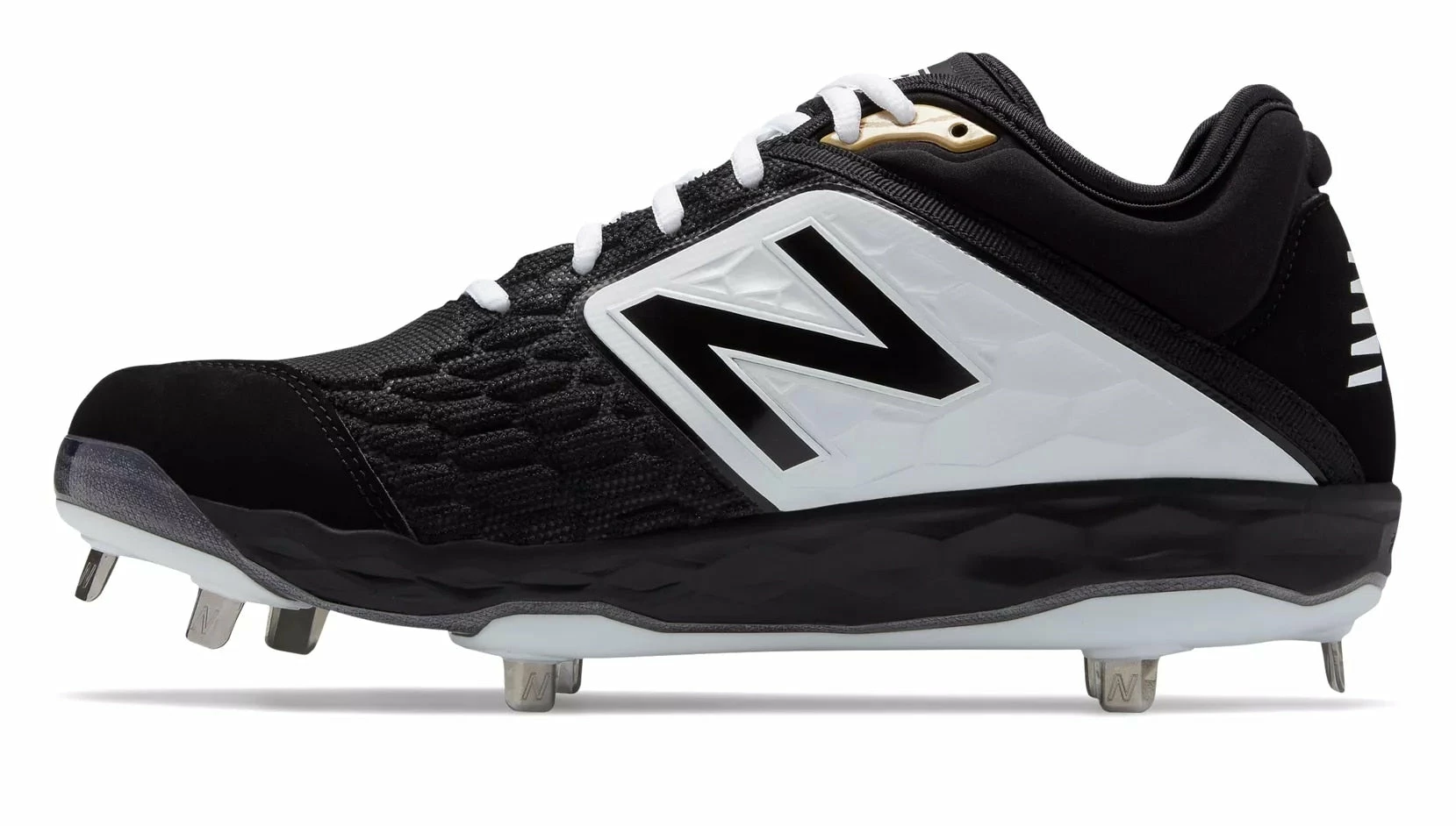New Balance 3000v4 Fresh Foam Metal Cleats Low Cut - Black White - Image 2