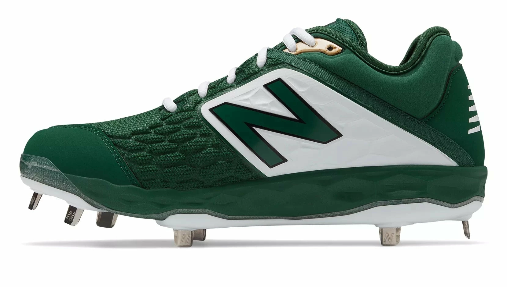 New Balance 3000v4 Fresh Foam Metal Cleats Low Cut - Green White - Image 2