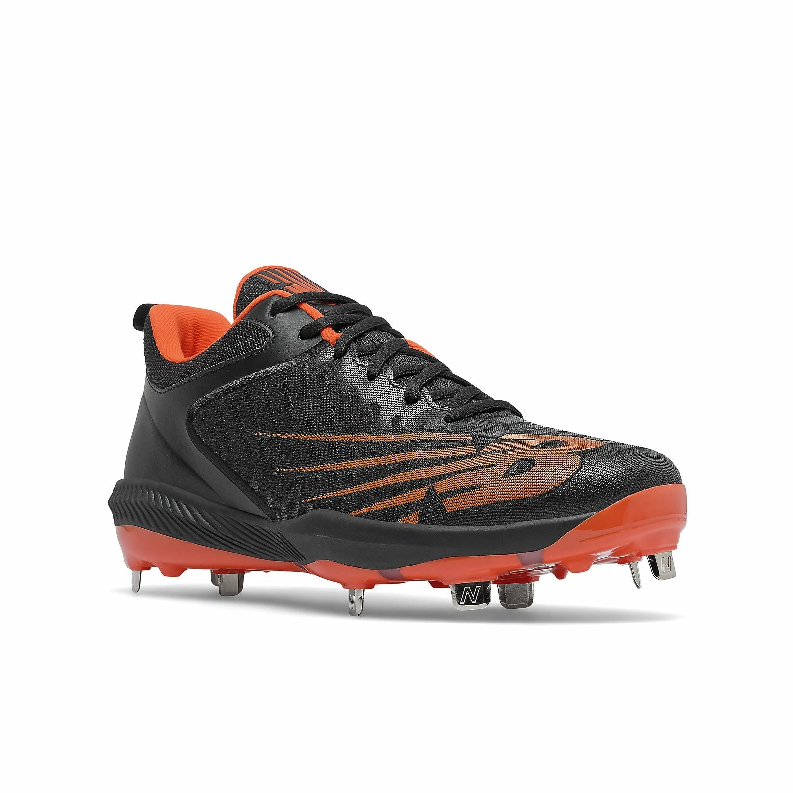 New Balance FuelCell L4040v6 Low Cut Metal Cleat - Black Orange - Image 2