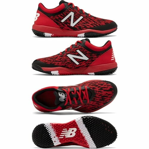 New Balance T4040v5 Turf Synthetic Mesh Shoes - Black Red - Image 2