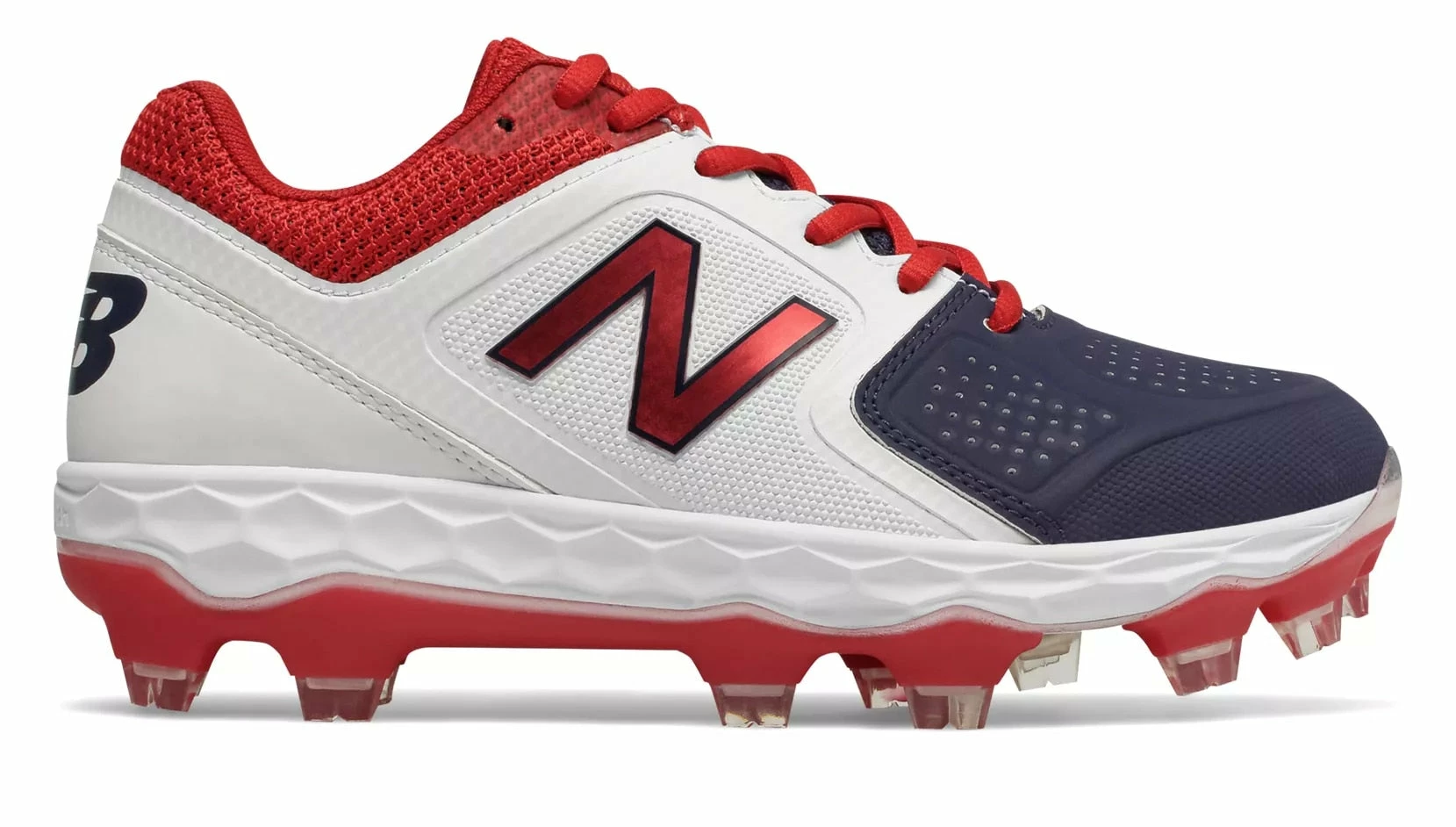 New Balance SPVELOv1 Fastpitch TPU Molded Cleat Low-Cut - White Navy Red