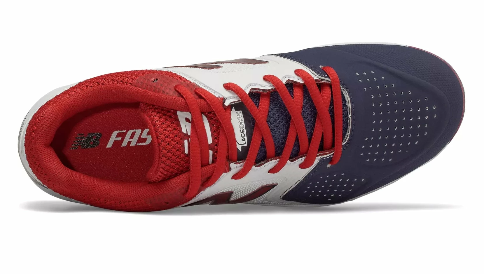 New Balance SPVELOv1 Fastpitch TPU Molded Cleat Low-Cut - White Navy Red - Image 4