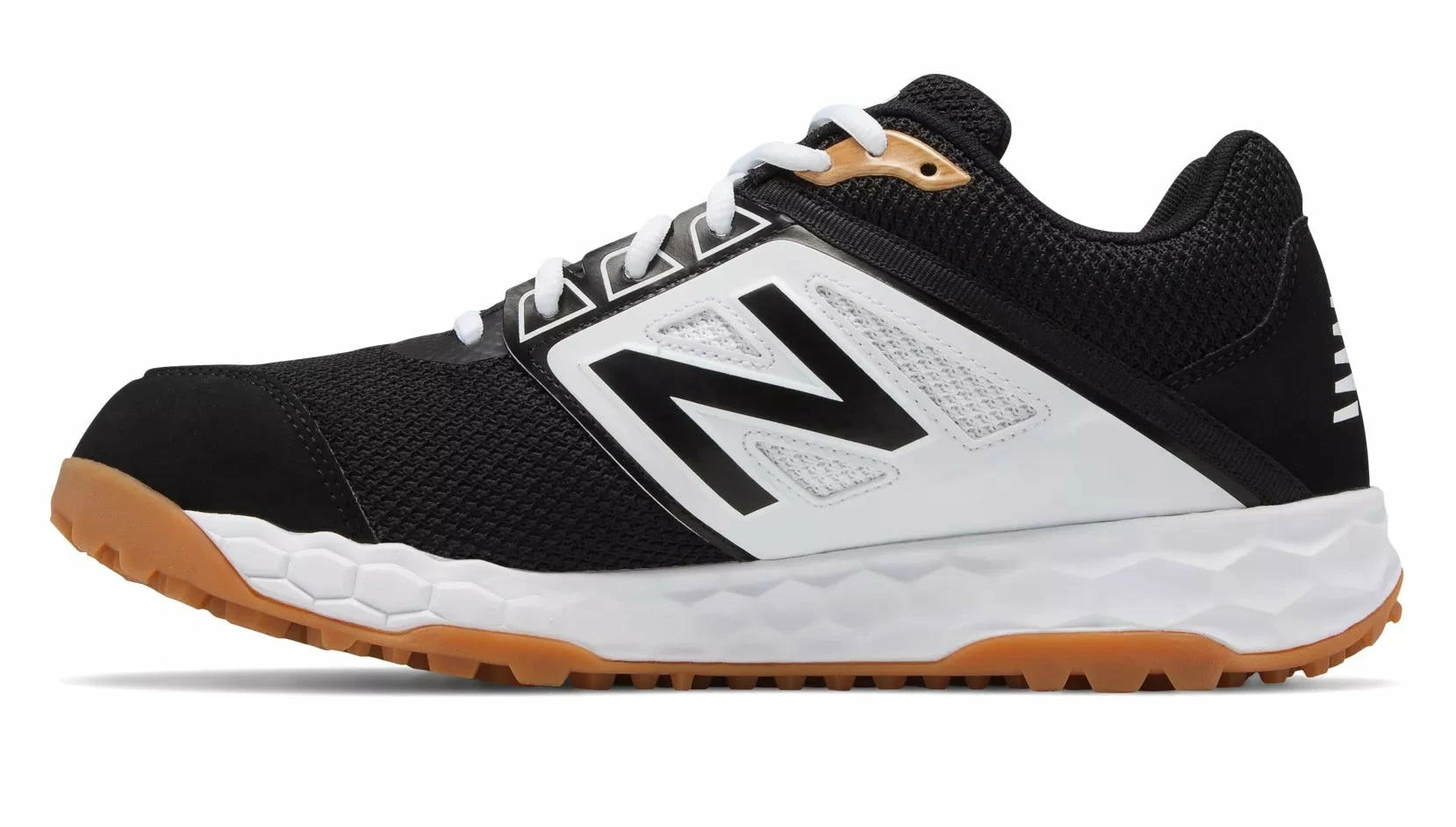 New Balance 3000v4 Fresh Foam Turf Baseball Shoe - Black White - Image 2