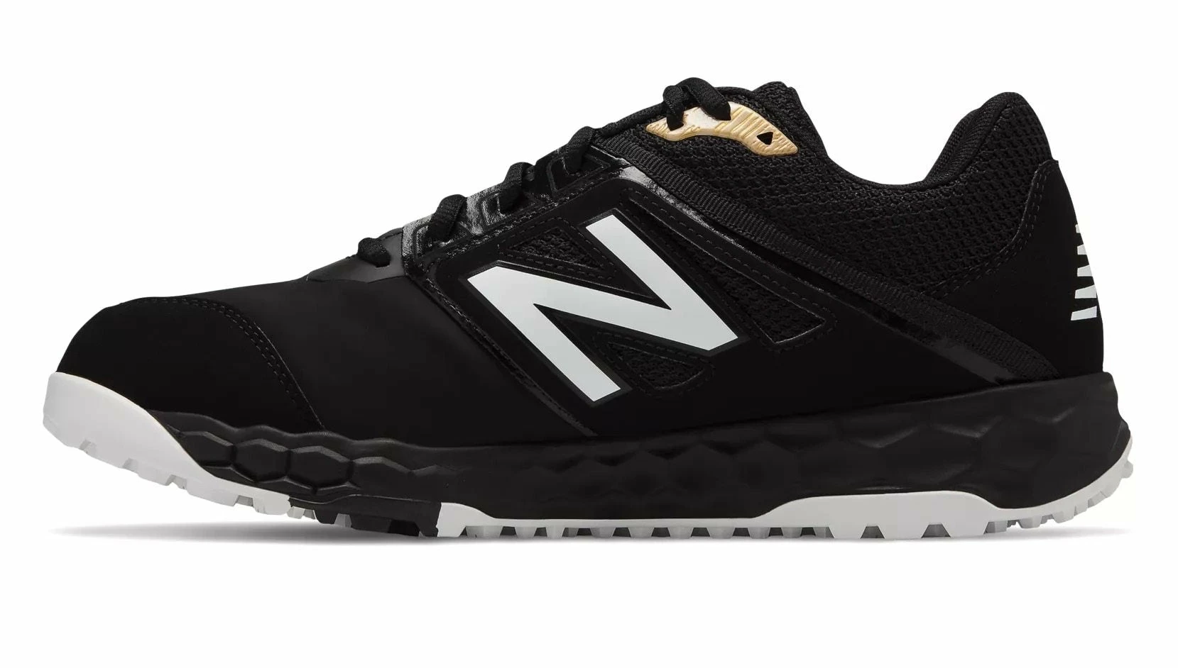 New Balance 3000v5 Fresh Foam Turf Baseball Shoe - Black White - Image 2