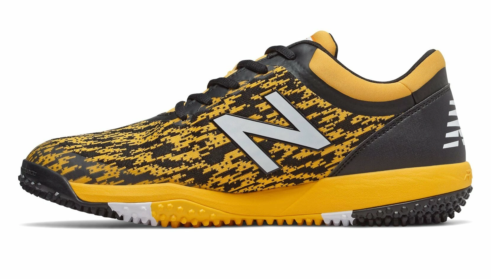 New Balance T4040v5 Turf Synthetic Mesh Shoes - Black Yellow - Image 2